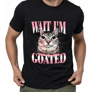 Funny Silly Cat Brainrot Wait I'm Goated Cat Meme Saying T-Shirt for Men Women Kids