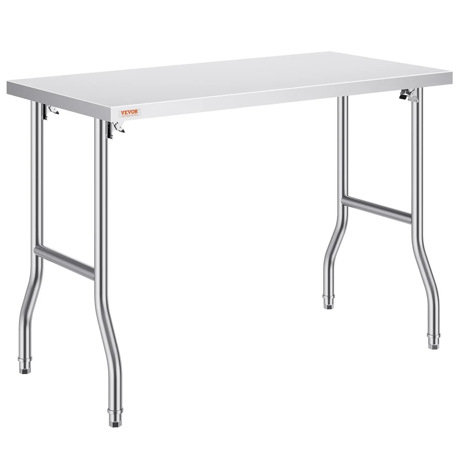 【FathersDayGift】VEVOR Folding Commercial Prep Table, 48 x 24 Inch Commercial Worktable Workstation, Heavy-duty Stainless Steel Folding Table with 300 lbs Load, Kitchen Work Table, for Home Kitchen Restaurant Garage