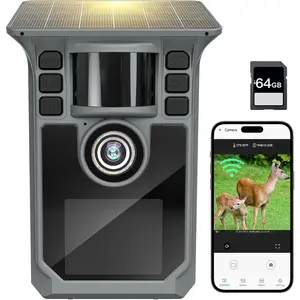 Trail Camera 4K 64MP WiFi Solar Game Camera, 5000mAh Forever Power, 64GB Memory Card and Ip67 Waterproof Night Vision Trail Cam for Outdoor Wildlife Detection, Monitoring Trail Cameras