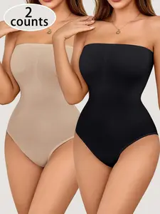 Women's Solid Color High Stretch High Waist Shaping Shapewear Bodysuit, Casual Comfy Breathable Tummy Control Shaper, Ladies Shapewear for Daily Wear, Underwear