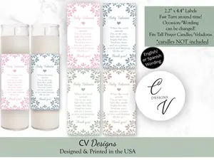 Baby Shower Prayer Candle Labels