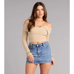 Total Perfection Mid Rise Denim Mini Skort