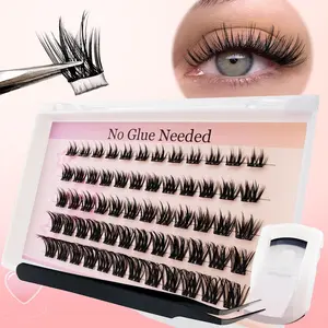 Self Adhesive False Eyelashes, Volumized False Eyelashes, Natural Look Fake Eyelashes for Extensions, Eye Makeup Product & Accessories for Women & Girls, Longer-Looking Eyelashes, Individual Eyelash Extensions, Lash Clusters Kit