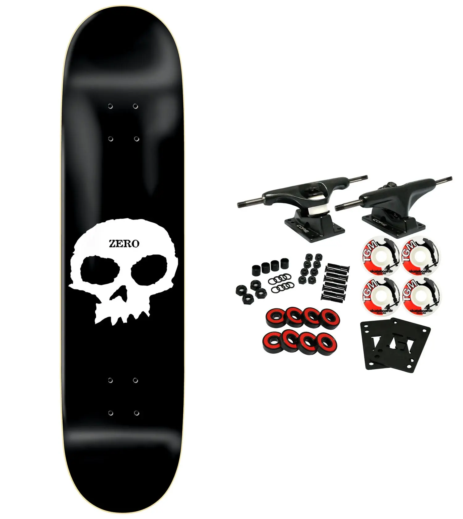 Zero Skateboard Complete Single Skull Logo Black/White 8.62"