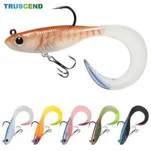 TRUSCEND Pre-Rigged Soft Fishing Lures Set, Curly Shape Durable Fishing Baits for Freshwater and Saltwater, High Turbulance Great Action Swimbait, All-Conditions Fishing Gear for Bass Trout Walleye Crappie Fishing Jigs, Amazing Fishing Gifts for Men,summe