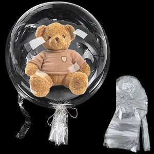 6-Pack Stretched Double-Port Transparent Bobo Balloons: Clear Elastic Round Balloons for Roses & Snacks. Perfect for Romantic Birthday Party Decorations, Balloons Garland, Balloons Arch & Event Scene Layout.