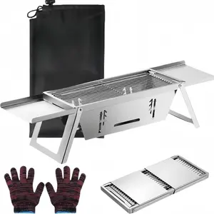 small portable charcoal grill: mini foldable tabletop grills for camping Picnic beach - stainless steel bbq grill for outdoor(Type-3)