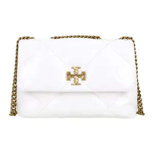 Tory Burch Kira Nappa Leather Chain Strap Flap Crossbody Bag For Women In White