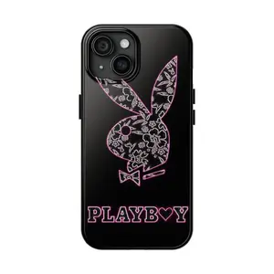Playboy phone case, luxurious, flexible, and durable, compatible with iPhone 17/16/15/14/13/12/11 Pro Max/Plus and Samsung Galaxy S23FE/22/23/24/25. Made of impact-resistant material, lightweight and portable, with precise cutouts for easy access.