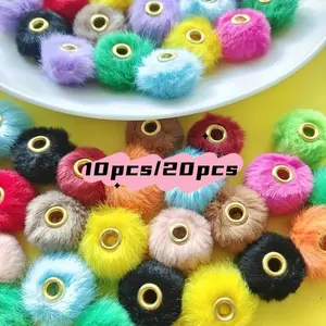 10/20pcs 20mm Mixed Color Long Velvet Large Hole Beads DIY Jewelry Making Supplies, Beading Accessories, Beaded Tassel Charms, Creative Autumn Winter Gift Ideas
