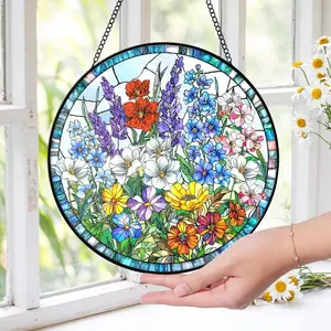 Wildflower Stained Glass Suncatcher: Window Hanging Decor