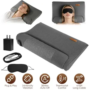 3-in-1 Neck Massager Pillow with Heat & Traction, Deep Tissue Cervical Traction Device for Neck Hump Corrector, Shoulder & Upper Back Pain Relief, Relaxing TheraPillow Support