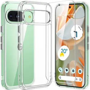 Google Pixel 9/9 Pro Case with 1X Screen Protector, Clear, Military-Grade Drop Protection, Slim Shockproof Protective Cover for Smartphones