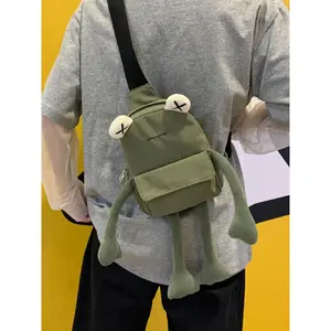 Women's Cute Cartoon Frog Chest Pack Novelty Zipper Sling Bag Casual Lightweight Crossbody Fanny Pack Fashion Portable Shoulder Bag Versatile Daily Outdoor Travel Shopping Street Style Mini Bag