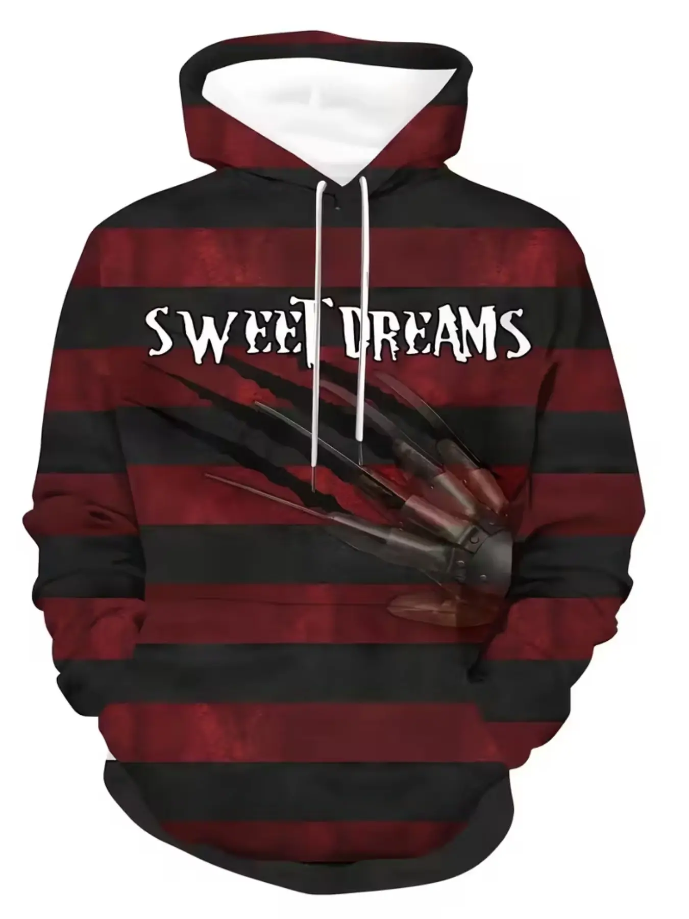 Men's Horror Movie Element Pattern Hoodie, 3D Print, Quick-Dry, Moisture-Wicking Polyester, Casual Loose Fit, Perfect for Streetwear