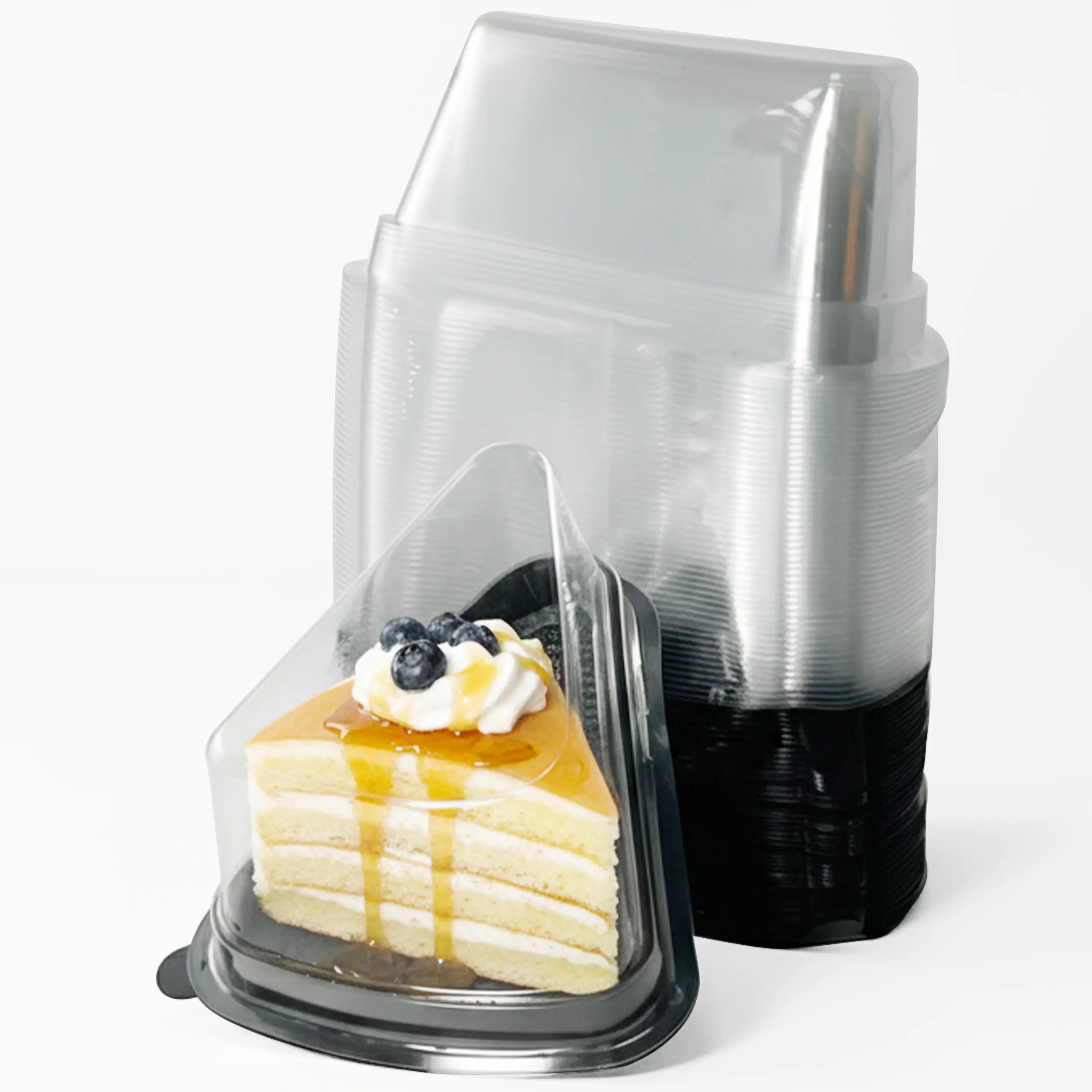 50 Pcs Clear Plastic Cake Slice Containers | Disposable Cheesecake Boxes with Lids | Single Slice Dessert Containers for Cheesecake, Pie, Tres Leches, Flan