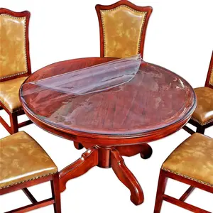 2 Set 20 Inch Diameter Clear Round PVC Waterproof Wipeable Table Top Protector Cover for Dining Coffee Side Glass Table Furniture