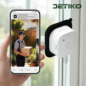 DETIKO 2K Window Camera, Smart Indoor Camera for Home Security, Full Color Night Vision, Person & Motion Detection via 2.4GHz & WiFi, 911 Emergency Dispatch, Quick & Easy Install, US Based Cloud, 24/7 Recording