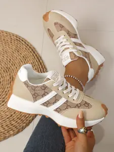 Striped Print Vintage Agony Dad Shoes for Women, Fashionable Thick Sole Slip-Resistant Casual Sneaker, Sports Shoes, Breathable Comfortable Daily Wear