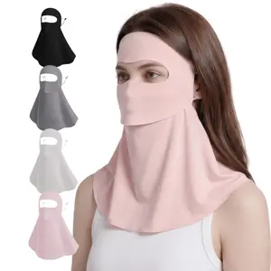 2 Pack UPF 50+ Full Face Sun Mask with Straw Hole, Cooling Neck Gaiter Sunscreen Balaclava Face Cover for Summer Drinking & UV Protection