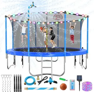Upgraded 16FT 15FT 14FT 12FT 10FT 8FT Trampoline Outdoor with Basketball Hoop and Net, Capacity for 4-6 Kids and Adults