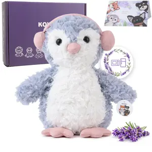 Microwavable Heating Music-Loving Penguin Plush - Weighted Stuffed Animal Toy Tourmaline Beads & Lavender - 1 lb for Long Lasting Cozy Warmth & Relaxation - Includes Gift Box & Greeting Card