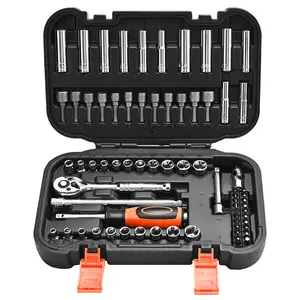 VEVOR 70-Piece 1/4-Inch Drive Socket & Ratchet Tool Kit Set, CR-V Alloy Steel, SAE/Metric Deep & Shallow Sockets, Bits & Accessories with Storage Case for Automotive Repair (Father's Day Gift)