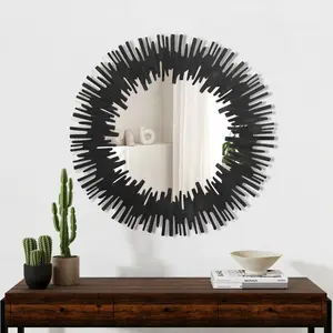 Sunburst Shape Wall Mirror Round Industrial Mirror 33.5"×33.5" - High-Quality Mirror for Home Decor