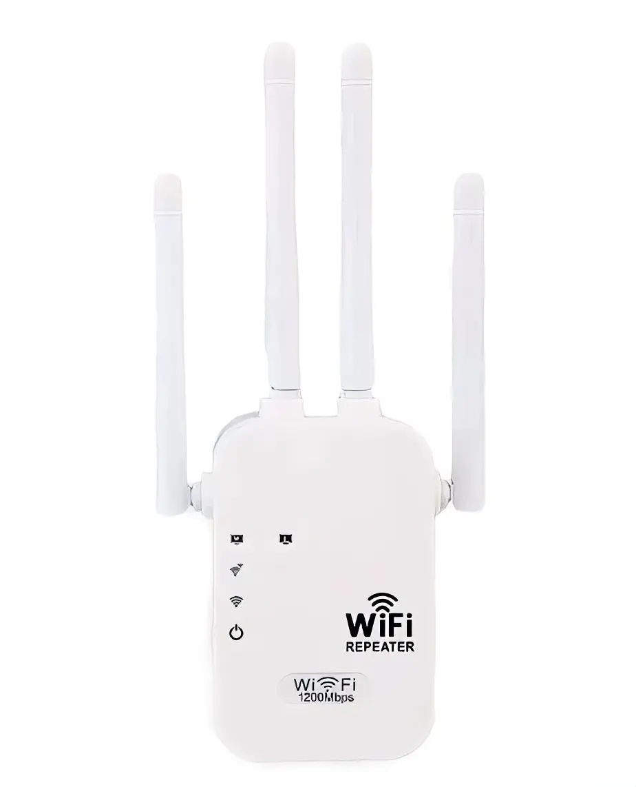 WiFi Repeater 1200Mbps Dual Band Signal Booster with 4 Antennas for Home Network Expansion