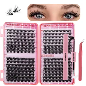 640PCS D Curl 30D40D50D Mix 9-16mm Cluster Lashes Book Kit, Soft And Comfortable False Eyelashes Long-Lasting Lashes Kit With Lash Bond&Seal And Lash Tweezers, Perfect For DIY at Home, Beginner friendly