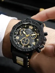 Men's Sporty Minimalist Quartz Watch, Fashion Watch with Silicone Strap, Trendy All-match & Exquisite Accessories for Birthday Gift without Box, Fashionable Wristwatch