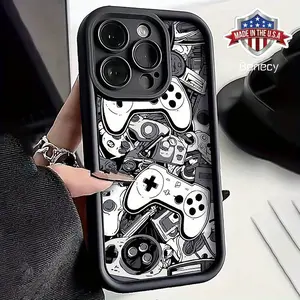 A Brand New Game Console Texture Pattern TPU Phone Case, Compatible with Iphone 16, 15, 14, 13, 12, 11 Pro Max, Phone Protective Cover, Christmas Or Halloween Gift for Family And Boyfriend'S Birthday. Protection Protector Cellphone  Casing Black