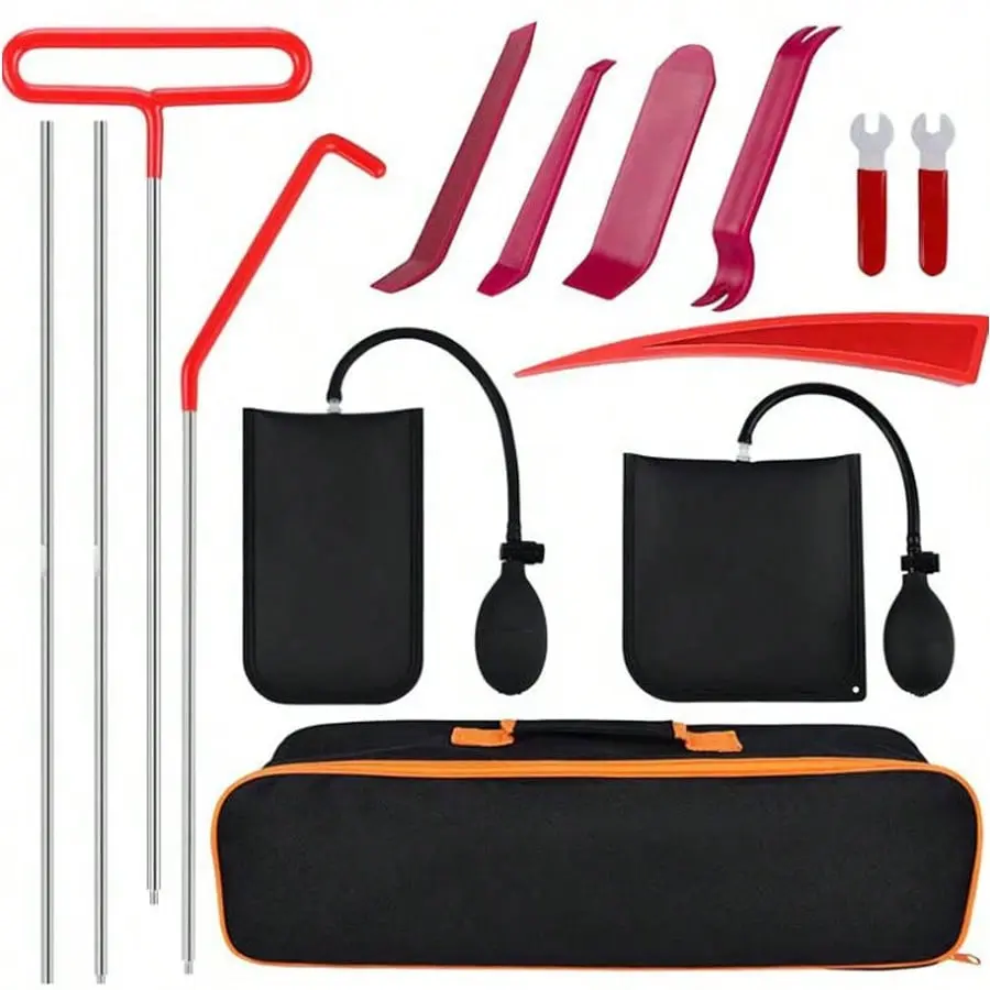 13 PCS Emergency Car Unlock Tool Kit, Vehicle Repair Lock Out Set, Long Reach Puller Automotive Maintenance Tools Brake Caliper Wrench