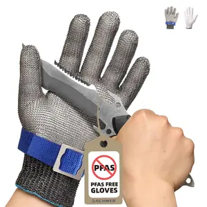 Schwer SlicePro ANSI A9 Cut Resistant Glove PR1706, Stainless Steel Mesh Metal Glove, Food Grade for Kitchen Cooking, Butcher Meat Cutting, Oyster Shucking, Mandoline, Fishing  (Pack of 1)