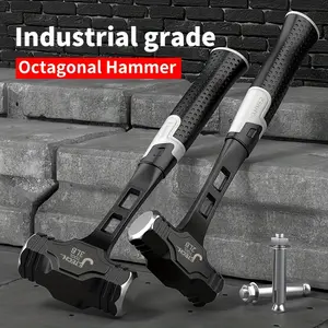 Industrial Grade Octagonal Hammer 2/3/4 Pound Professional Masonry Construction Site Heavy-Duty One-Piece Hand Hammer Solid Design Anti-Slip Handle