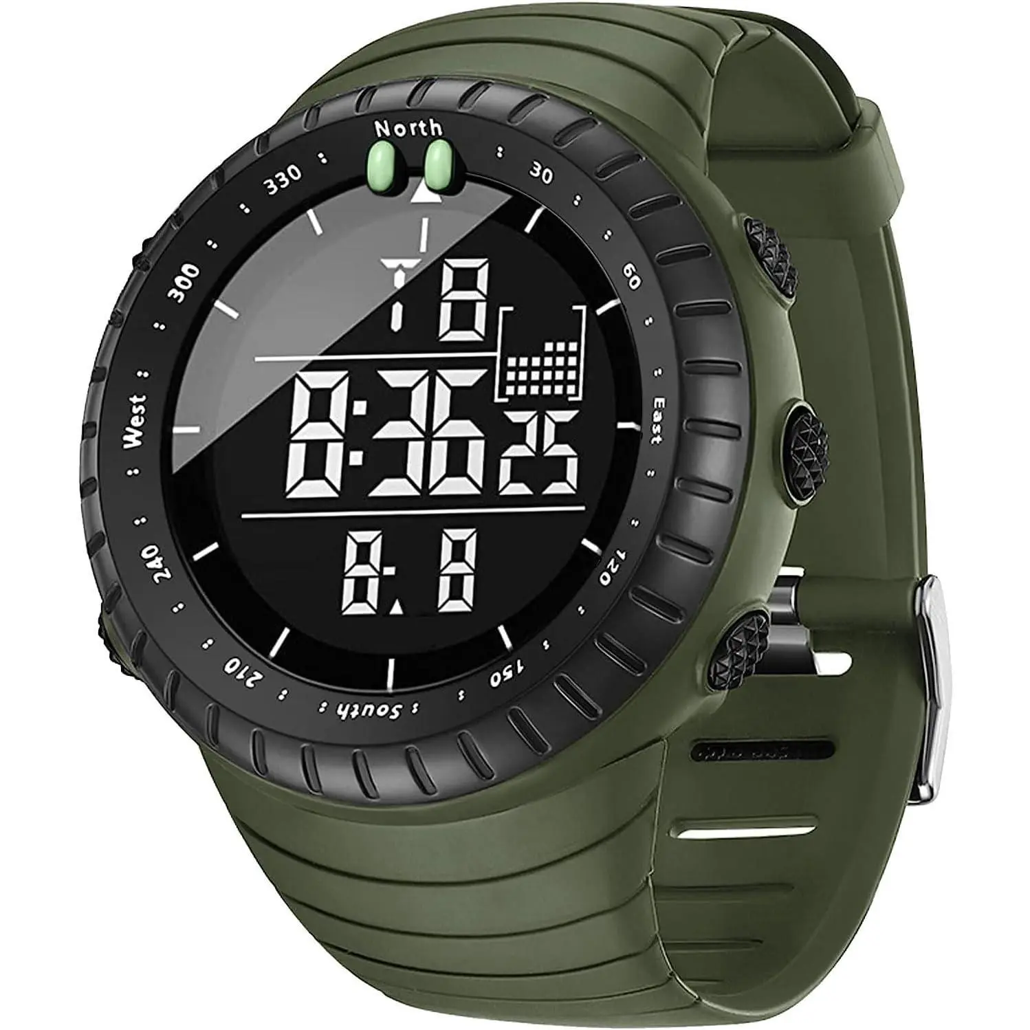 Men's Tactical Field Watch, Luminous Waterproof Analog Digital Wristwatch with Chronograph, Alarm, and LED Backlight for Outdoor Sports, Luminous Waterproof Watch, Digital Display, Men's Watches