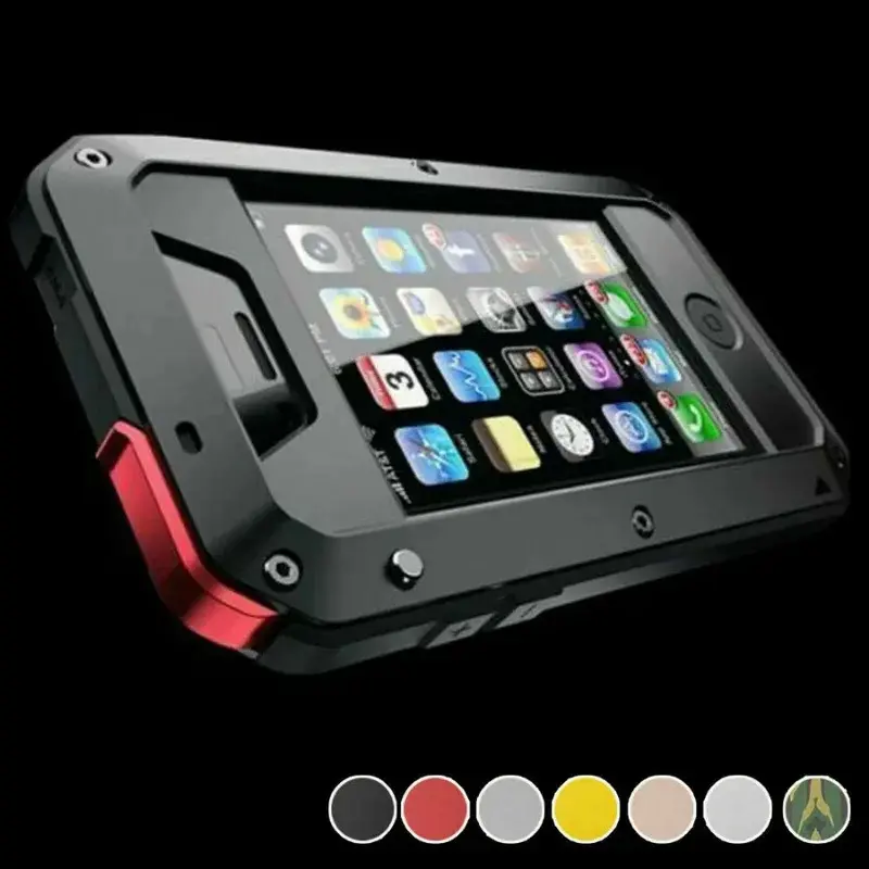 Heavy Tank Doom Hard Metal Waterproof Cellphone Case with Gorilla Glass Screen Protector, Shockproof Armor Protection, Silicone-Lined Fingerprint-Accessible Buttons for iPhone 17Air,17,16,15,14,13,12,11 Pro Max,XR,XS,8,7Plus Mobile Accessory, Water Proof,