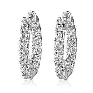 Full Pavé Moissanite Hoop Earrings-0.1 Carat | 925 Sterling Silver