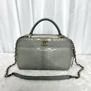 Pre-owned CHANEL Classic Grey Snakeskin Top Handle Bag | 20772603 WWL