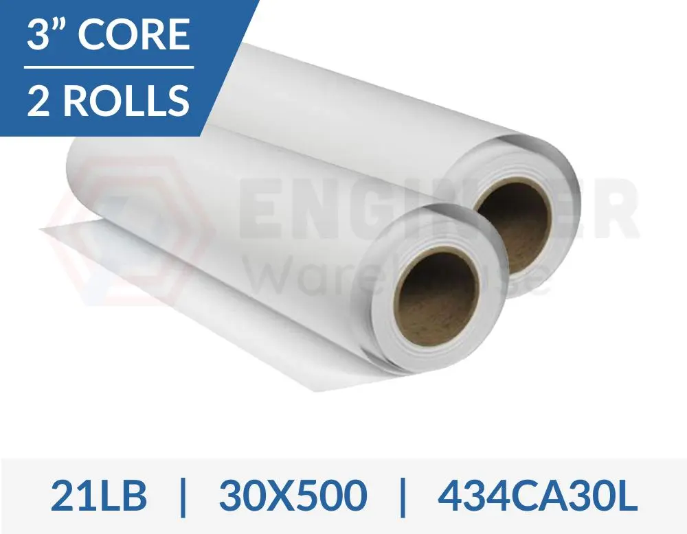 Dietzgen 30" x 500' 434 21lb Fiberlock Premium Bond Paper - 2 Rolls per Carton - 434CA30L