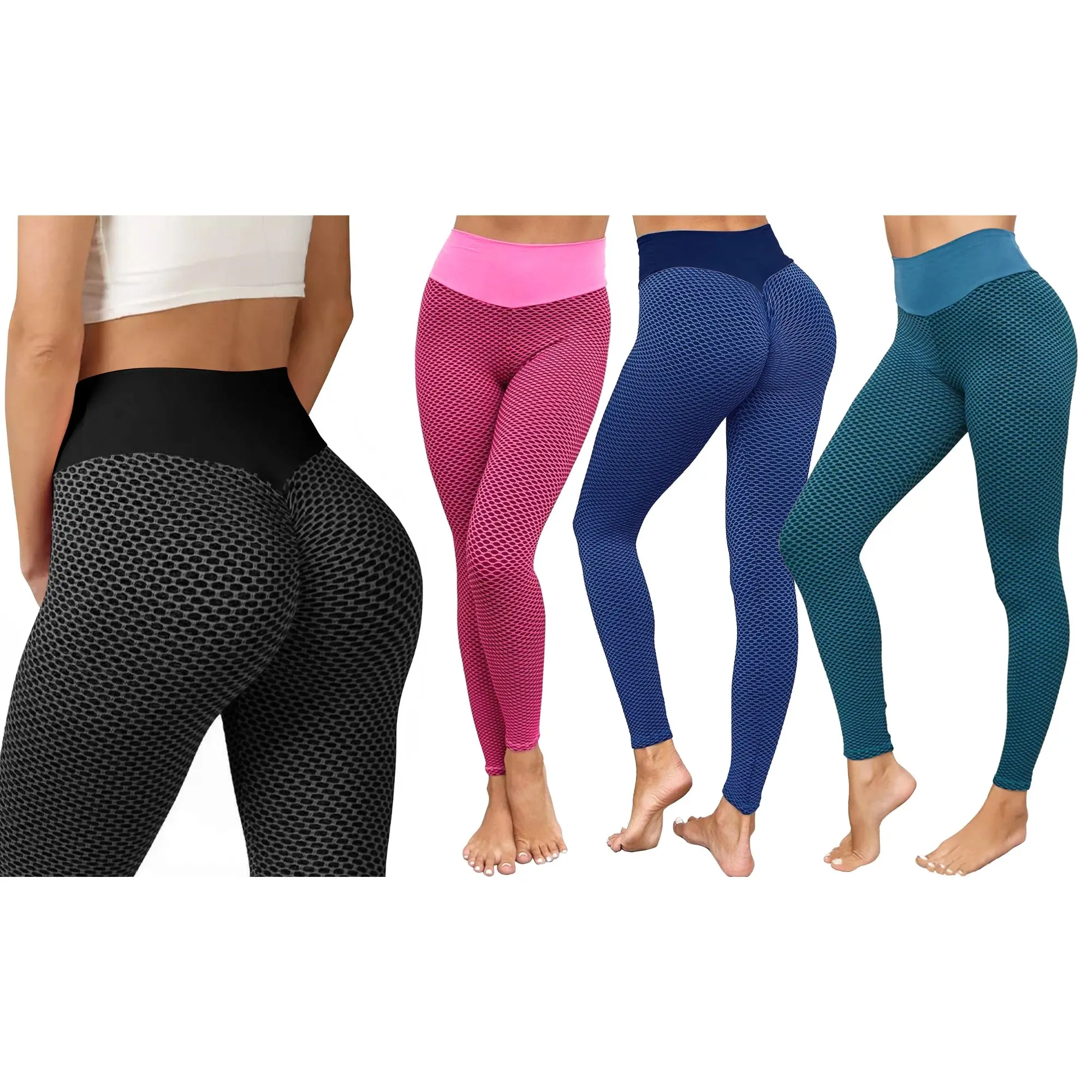 Women's Fitted Soft High-Waisted Textured Seamless Leggings - Everyday Active Workout Pants for Yoga, Gym, Fitted Design Activewear, Gym Sportswear Bottoms