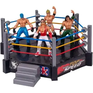 Kids' Wrestling Toyset, 32-Piece Hexagon Ring Playset with 12 Action Figures & 18 Accessories, Boys' Children's Day Gift