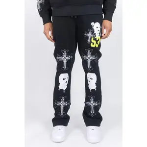 Rebel Minds 'Mask 53' Stacked Fleece Sweatpants (Black) 152-419