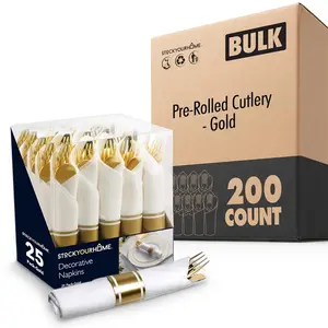 Pre-Rolled Cutlery - Gold (200 Pack)