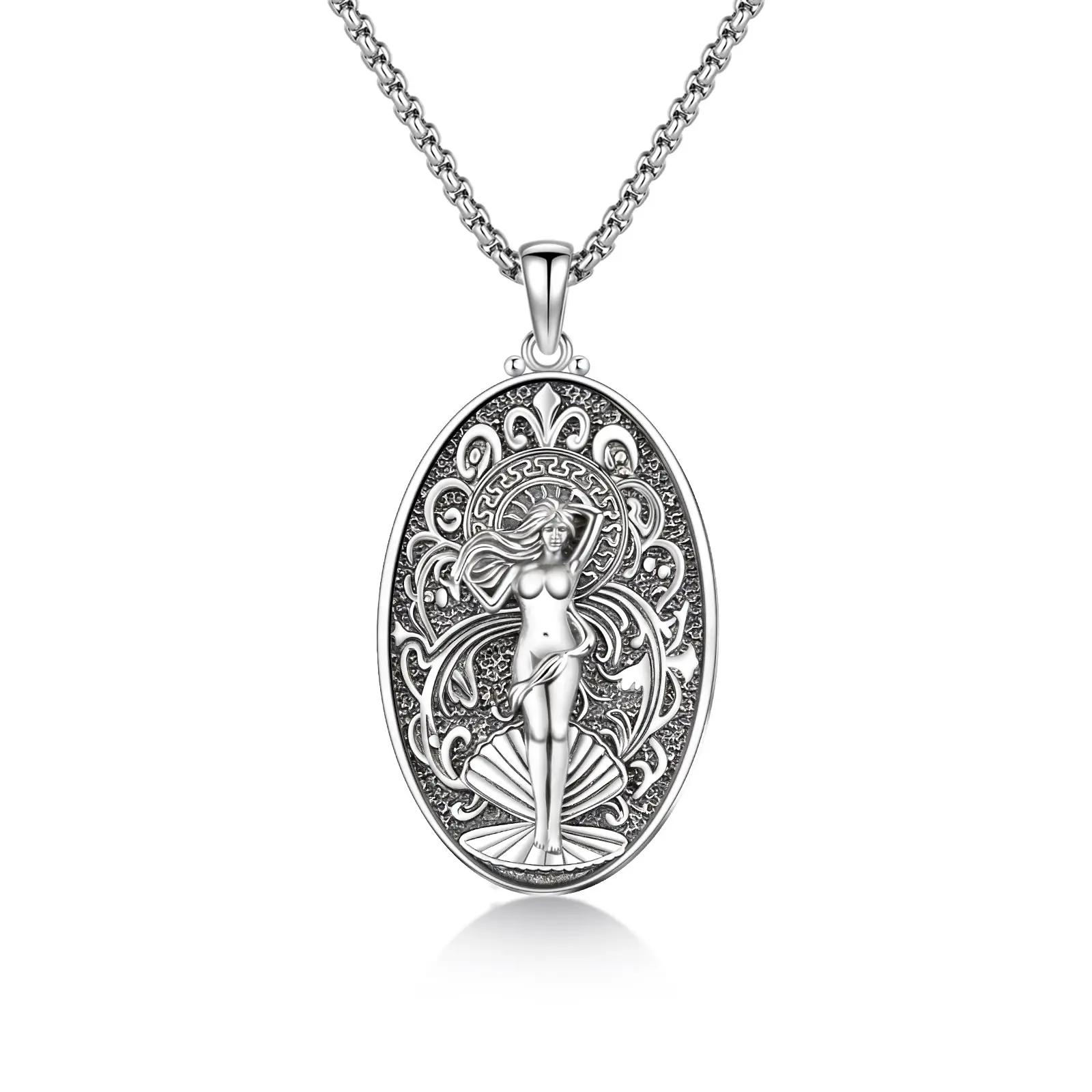 Aphrodite Necklace Silver Jewelry Goddess Aphrodite Pendant Necklace Gifts for Women Men Anniversary Graduation Birthday Christmas Mothers Day Valentine's Day Faith Amulet