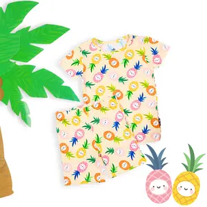 TWO PIECE SHORTIE SET- Kawaii Pineapple, Soft Baby Bamboo Pajama Set