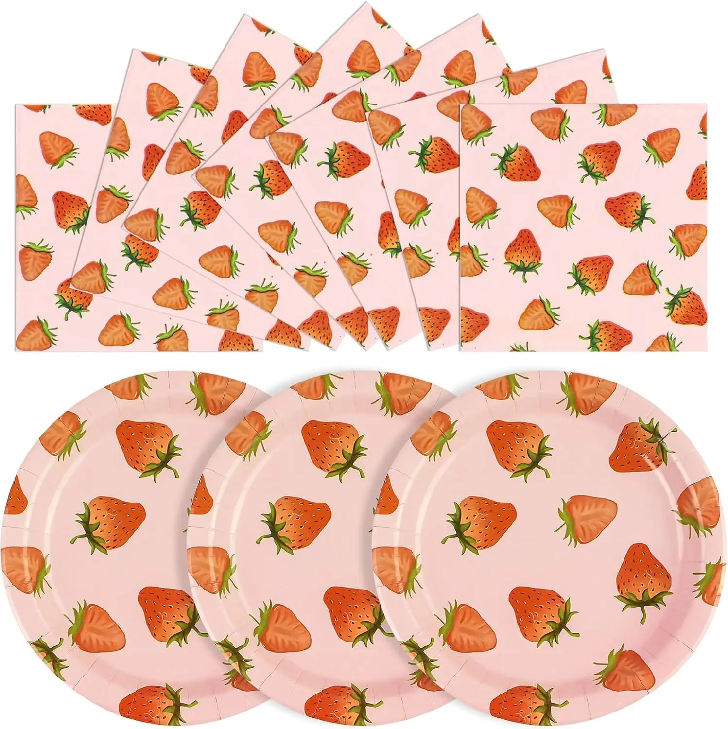 40 count Strawberry Birthday Paper Plates and Napkins Party Supplies, Disposable Summer Fruit Party Plates and Napkins Tableware Set for  Shower Birthday Party Decorations Serves 20 Guests