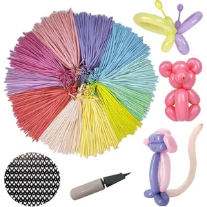 Colorful Balloon Set, 100pcs Long Balloon with/without Pump & Eye Sticker, Latex Twisting Balloon for Birthday Wedding Festival Party, Balloon Party Supplies