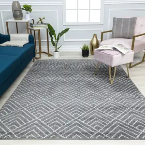 212 MAIN RA41099 Contemporary Rugs, 8 ft. 3 in. x 10 ft. Azure AZ10A Deco Gray Geometric Rectangle Super Soft Decorative Area Rug