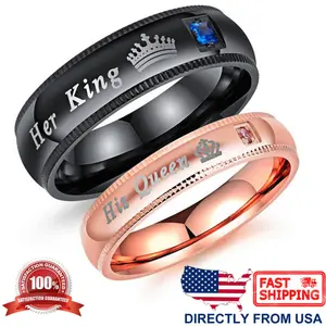 Couple's Matching Ring, His Queen or Her King Wedding Band Comfort Fit Ring